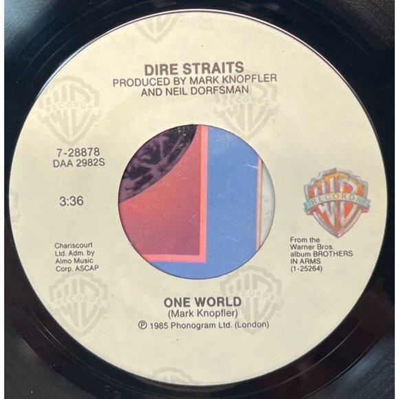 Dire Straits Walk of Life / One World 45 Rock Warner Bros + Picture Sleeve - Picture 5 of 7